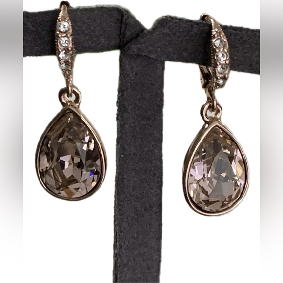 Givenchy Rose Gold Plated and Crystals Teardrop Earrings - Picture 3 of 5